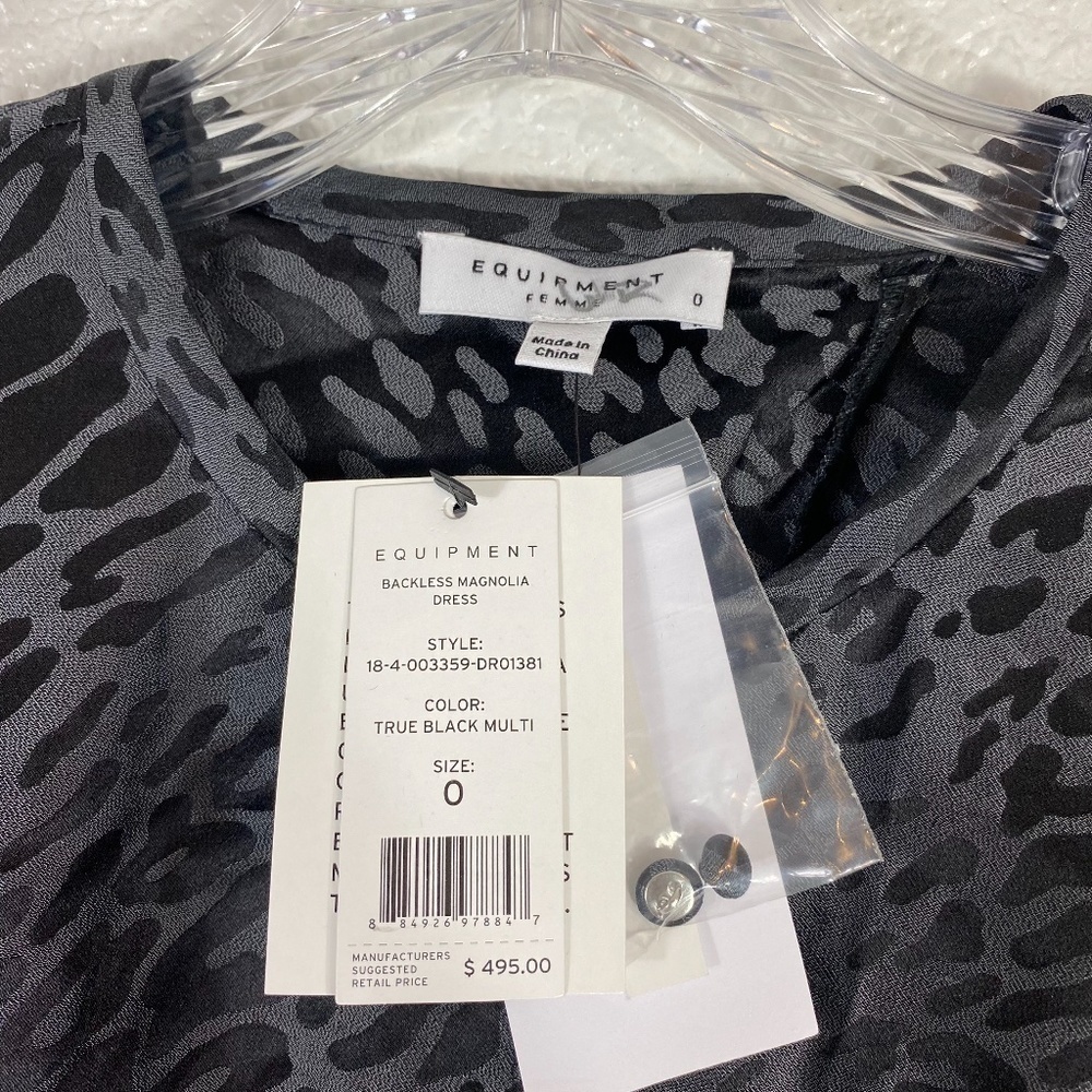 Equipment Femme Magnolia A-Line Silk Midi Dress Open Back Leopard NEW NWT SZ 0 - Picture 5 of 7
